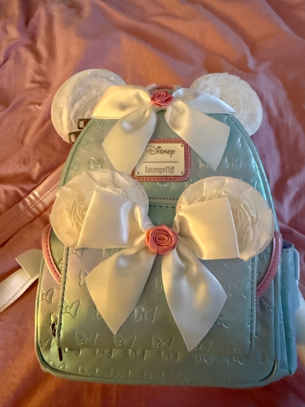 Loungefly Disney Minnie Mouse Bow Embossed Backpack & Wallet Set